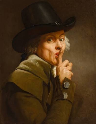 Joseph Ducreux making a shushing gesture
